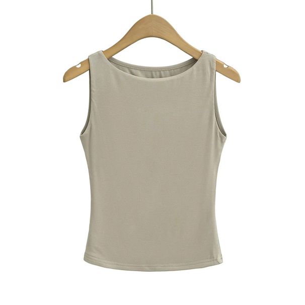 Women's Off-Shoulder Slim Fit Sleeveless T-Shirt Double Layer Comfortable Top European American Style Summer New 2025_ecoleips.com