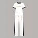 Women's Casual Summer Outfit Set – Comfortable Short Sleeve Top & Drawstring Pants With Minimalist Print (Black/White, S-XL, Breathable Loungewear)_ecoleips.com