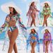 Women's Clothing fashion sexy high end women's swimsuit bikini three piece multi color printed women's swimsuit_ecoleips.com