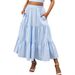 Women's Summer Bohemian Pleated A-Line Flared Tiered Midi Skirt With Pockets, Flowy & Swishy 2026_ecoleips.com
