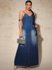 K Large Size Women's New Denim Camisole Long Dress_ecoleips.com