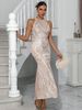 European And American Sexy Women's Sequined Dress Strapless Backless Long Fishtail Skirt Party Dress_ecoleips.com