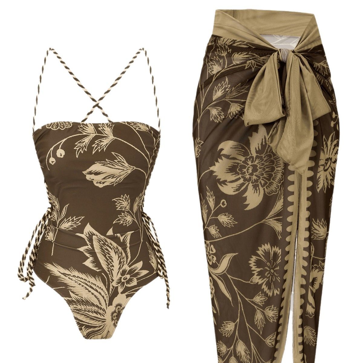 Women's Elegant Two-Piece Swimsuit Set American Style Beach Dress High-End Design_ecoleips.com