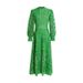 Women's Clothing Long Sleeved Dress Female Waist Embroidery Medium Length Green Skirt_ecoleips.com