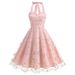 Elegant Fashionable Sleeveless Halter Dress Women's Gown Mesh Embroidery Cross Border E Commerce for Europe And America_ecoleips.com