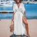 Women's Clothing Summer Bamboo Cotton Tassel Long Dress Female Bikini Cover Up Beach Dress_ecoleips.com