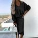 Women's Clothing Fashion Solid Color V Neck Sweatshirt And Dress Slim Waist Set Versatile Styling American Style_ecoleips.com