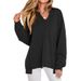 Autumn And Winter Colorful Striped V-Neck Loose Sweatshirt Sweatshirt Women's Contrast T-Shirt_ecoleips.com