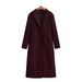 Women's Woolen Coat Temperament Elegant Lapel High Waist Long Versatile Coat_ecoleips.com
