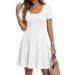 European And American Cross-border Dress For Women In Summer 2026, New White Round Neck Short Sleeved Women's A-line Skirt_ecoleips.com