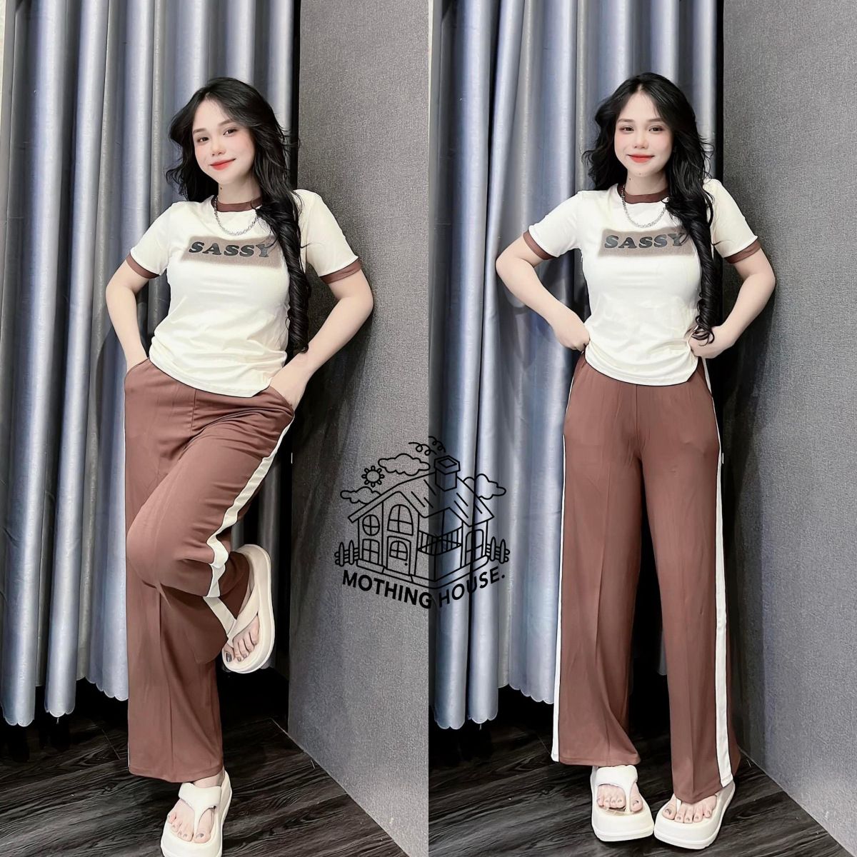Women's Clothing Women's Summer Fashion Two Piece Set Casual Wide Leg Pants With Color Block Design And Letter Print Short Sleeve Top_ecoleips.com