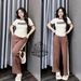Women's Clothing Women's Summer Fashion Two Piece Set Casual Wide Leg Pants With Color Block Design And Letter Print Short Sleeve Top_ecoleips.com