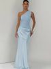 JULISSA MO Patchwork Satin Sexy One Shoulder Ruched Women Dress Backless Maxi Dress Winter Slim Elegant Party Evening Dress 2025_ecoleips.com