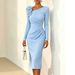 Elegant One-Shoulder Bodycon Dress With 3D Floral Appliques For Women, Night Out Cocktail Party Guest Dresses_ecoleips.com