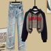 Streetwear Essentials Set – Drop-Shoulder Color-Block Hoodie With Star-Embroidered Wide-Leg Jeans (S-XXL, 9 Color Options, Unisex Urban Style)_ecoleips.com