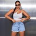 In Stock-15333 Cross-border Foreign Trade Women's Clothing European And American High-waisted Straight Slim-fit_ecoleips.com