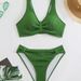 High Waist Solid Color Bikini Style Cover Belly Split Design Women's Swimsuit Sexy Vacation Fashion_ecoleips.com
