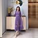 Women's Elegant Pleated Dress Solid Color Slimming Tummy Concealing Mesh Patchwork Magic Slim Dress For All Seasons_ecoleips.com