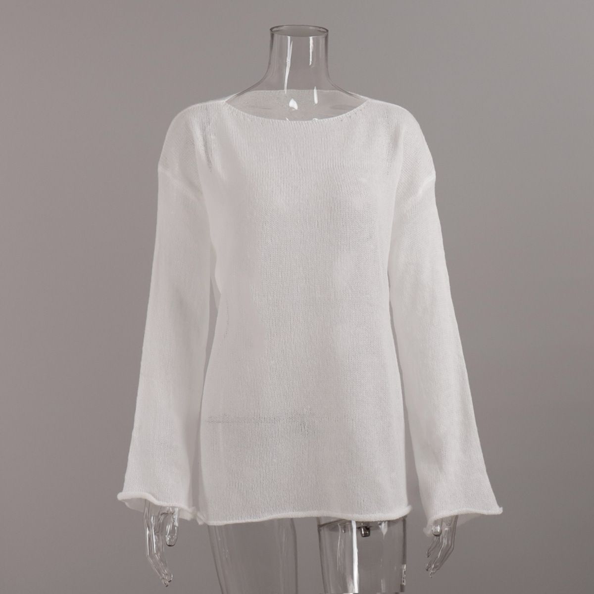 Sheer Knit Top With Bell Sleeves – Lightweight Lace Crochet T-Shirt For Women (11 Colors, S-L) Breathable Sheer Fabric_ecoleips.com