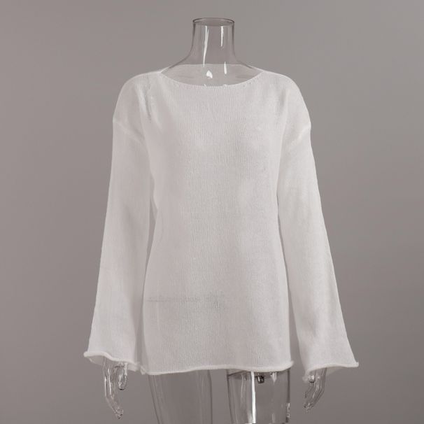 Sheer Knit Top With Bell Sleeves – Lightweight Lace Crochet T-Shirt For Women (11 Colors, S-L) Breathable Sheer Fabric_ecoleips.com