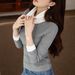 #High Quality # Thin Velvet High Neck Base Shirt, Women's Contrasting Long Sleeved T-Shirt, 2025 Autumn And Winter New_ecoleips.com