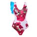 "Elegant Printed One-Piece Swimsuit With Chiffon Skirt – French Retro Style & Belly Covering Design"_ecoleips.com