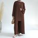Voya Women's Solid Color Three Piece Set Cardigan Jacket+sleeveless Inner Top+pants With Pockets, Without Headscarf_ecoleips.com