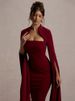 Mozision Cape Long Sleeve Sexy Midi Dress For Women Autumn Winter New Square Collar Back Slit Bodycon Club Party Long Dress_ecoleips.com