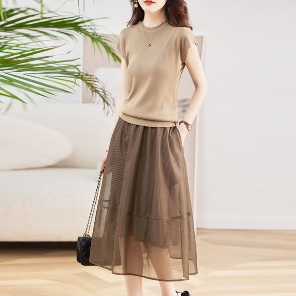 Two-Piece Set For Women Summer 2025 New Style High-End Elegant Fashionable Youthful Slimming Outfit Dress_ecoleips.com