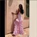 2025 European And American Summer Hot Sexy Strapless Slim Fit Ruffled Side Slit Elegant Evening Dress_ecoleips.com