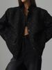 Women's Clothing Oversized Casual Street Jacket – Trendy Black & Gold Lightweight Coat_ecoleips.com