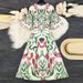 Women O-neck Long Sleeved Lace Up Beach Dress Casual Bohemian Summer Maxi Dresses Geometric Pattern Printed Loose Holiday Dress_ecoleips.com