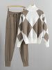 K Lazy Style High Neck Knitted Small Leg Pants Set, Age Reducing And Stylish Two-piece Set For Women_ecoleips.com
