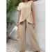 Women's Casual Crossover Plus Size Top With Wide Leg Pants Irregular Summer Two Piece Set Style_ecoleips.com