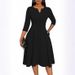 Women's Midi Dress Fitted Flare Three Quarter Sleeve Wedding Guest Dress_ecoleips.com