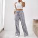 Women's Clothing Casual Fashion Sweatpants Drawstring Vertical Stripes Straight Sweatpants Women_ecoleips.com
