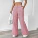 2025s 2025 Spring/Summer New Comfortable Casual Drawstring Pocket Slimming Striped Wide-leg Pants_ecoleips.com
