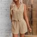 Men's Linen Button Front Vest & Shorts Set – Breathable Summer Outfit For Casual & Streetwear_ecoleips.com