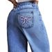Bowknot Embroidered Jeans For Women Y2K Straight Loose Long Pants High Waist Slimming_ecoleips.com