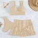 Women's Clothing Pure Color Bikini Set With Ruffle Skirt Style Triangular Panties Fashionable Gathered Swimsuit Three-Piece Swimwear_ecoleips.com