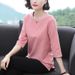 New Short-sleeved T-shirt Women's Quarter-sleeved Top Bottoming Shirt_ecoleips.com
