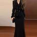 Luxury Two-Piece Set – Elegant Korean-Style Blazer & Skirt Outfit For Women (S/M/L/XL, Black)_ecoleips.com