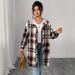 Women's Clothing Plus Size Clothes Plaid Hooded Jacket - Lightweight Cotton Blend, Loose Fit, Casual & Retro Style For Autumn Winter"_ecoleips.com