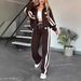 Women's Silicone Print Two-Piece Set - Trendy Color Block Tracksuit For Casual & Sporty Style_ecoleips.com
