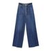 Women's Clothing Solid Color Round Neck Sleeveless Denim Vest Waistcoat Belt Straight Slim Jeans_ecoleips.com