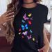 European And American Cross-border Foreign Trade Wholesale Clothing Cartoon Butterfly Round-neck Plus-size Short-sleeve_ecoleips.com