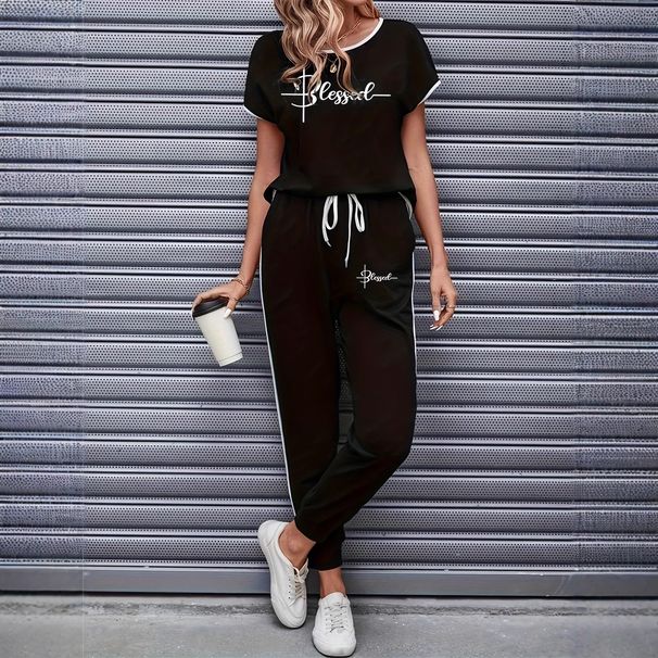 Color Block Trim Casual Suit For Women American Style Simple Loose Fit Short Sleeved Set Spring Summer Autumn New_ecoleips.com