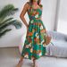 Women's Clothing Spring And Summer Flower Lace Up Waisted Suspender Dress Holiday Beach Long Dress_ecoleips.com