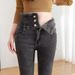 2025 Women's Slim-Fit Jeans, Thickened Fleece-Lined, New High-Waisted Slimming Skinny Pencil Pants For Spring And_ecoleips.com
