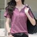 New Loose Large Size Women's V-Neck T-Shirt Top Short Sleeve T-Shirt Women's Blended Cotton_ecoleips.com